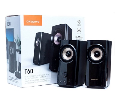 זוג רמקולים שולחנים קומפקטיים בלוטות' קראייטיב Creative T60 Compact Hi-Fi 2.0 Desktop Speakers Bluetooth USB-C 3.5mm 30W RMS